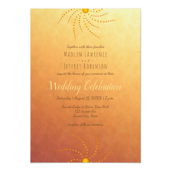 Sunset ombre sunny dots mandala wedding invitation