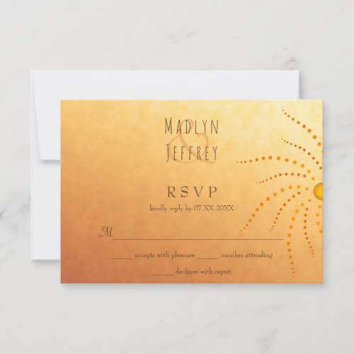 Sunset ombre sunny dots mandala wedding RSVP card