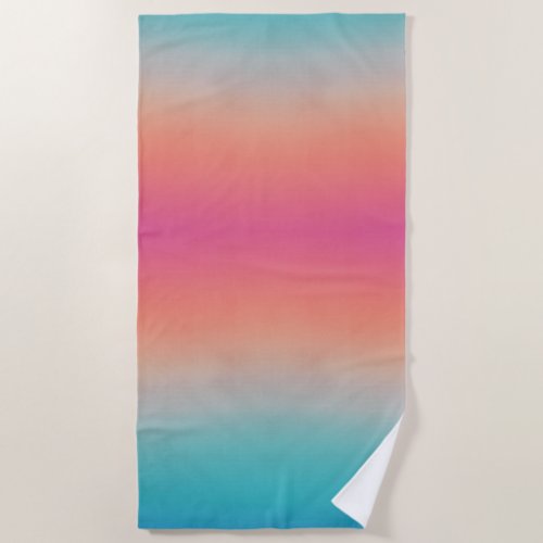 Sunset Ombre Turquoise to Pink Beach Towel
