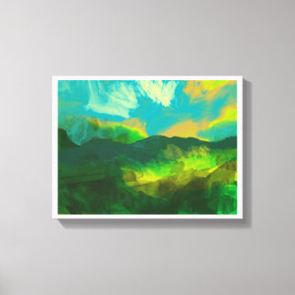 sunset on a blue sky canvas print