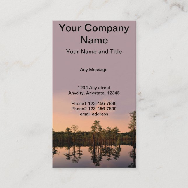 Sunset on a Cypress Swamp Business Card (Front)