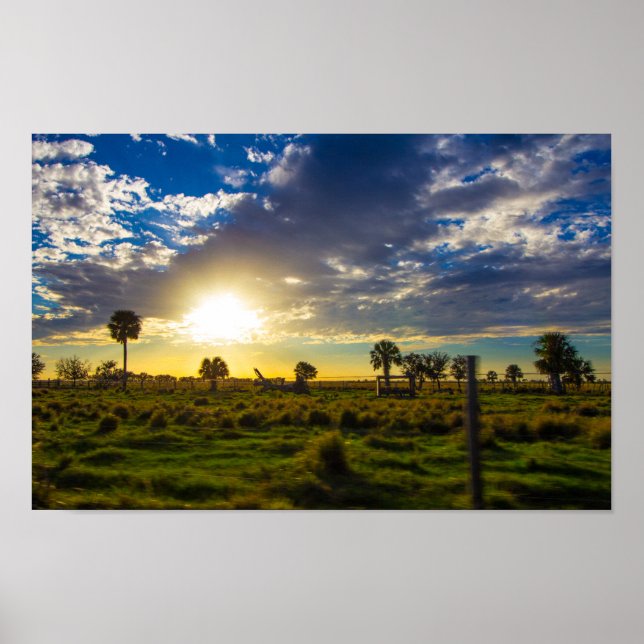 Sunset on a Florida Ranch Poster (Front)