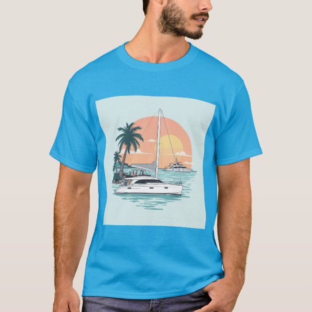 Sunset on a katamaran T-Shirt (Front)