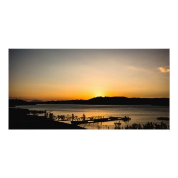 Sunset on a lake with a jetty in the foreground card Sunset on a lake with a jetty in the foreground card