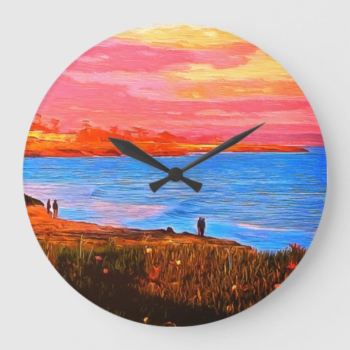 Sunset on a Santa Cruz Coastal Hillside Wall Clock