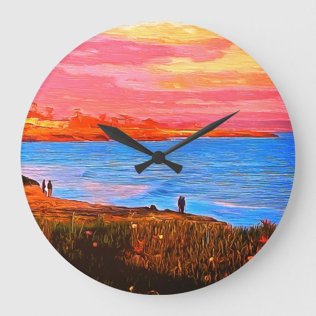 Sunset on a Santa Cruz Coastal Hillside Wall Clock (Front)