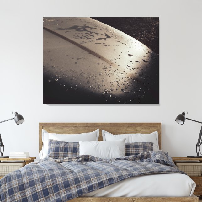 Sunset on a Surfboard Stretched Canvas Print (Insitu(Bedroom))