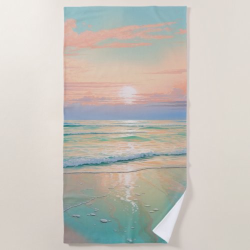 Sunset on a tranquil beach landscape beach towel