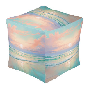 Sunset on a tranquil beach landscape pouf