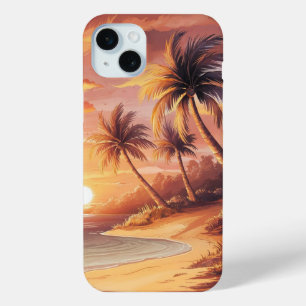 Sunset on a Tropical Island iPhone 15 Plus Case