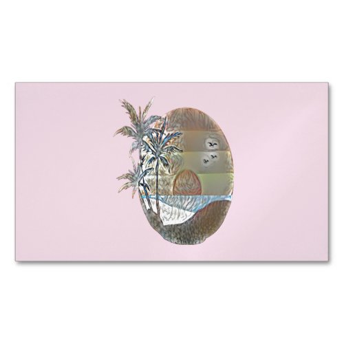 Sunset on a Tropical landscape in watercolor style Business Card Magnet