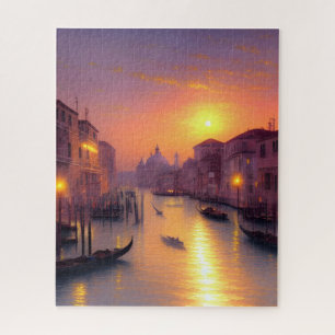 Sunset On A Venice Canal Digital Art Jigsaw Puzzle