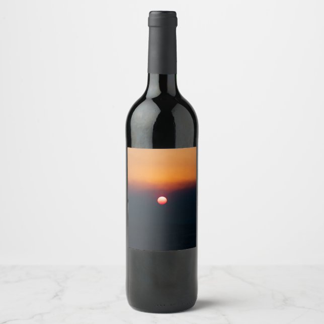 Sunset on a Wine Bottle Wine Label (Front)