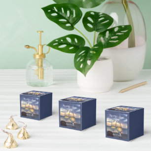 Sunset On Beach Blue Wedding Favor Boxes
