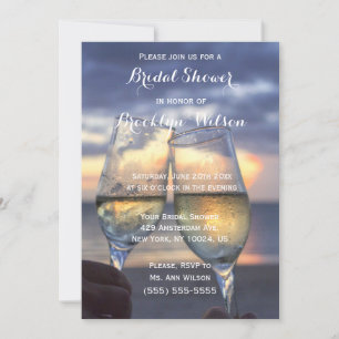 Sunset On Beach Bridal Shower Invitations