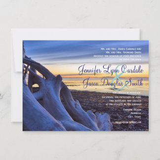 Sunset on Beach Evening Wedding Invitations