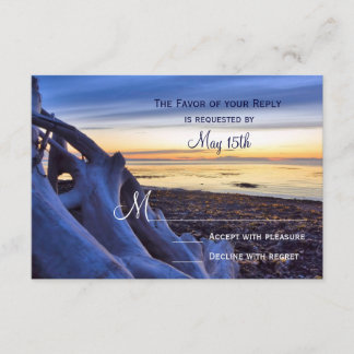 Sunset on Beach Evening Wedding RSVP Cards