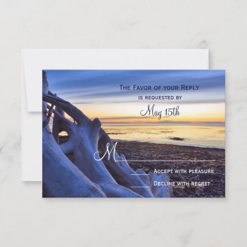 Sunset on Beach Evening Wedding RSVP Cards