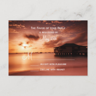 Sunset on Beach Harbor Marina Wedding RSVP Cards