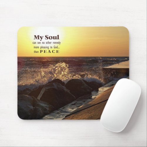 Sunset On Beach Rocks Quote Mouse Pad