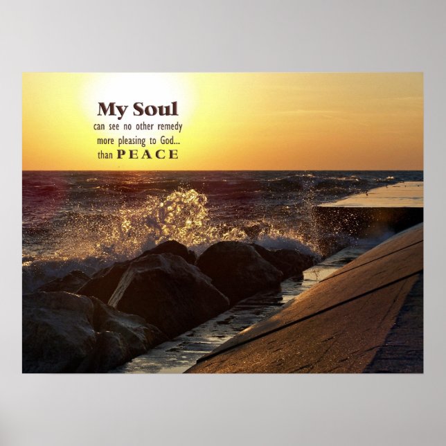 Sunset On Beach Rocks Quote Poster (Front)