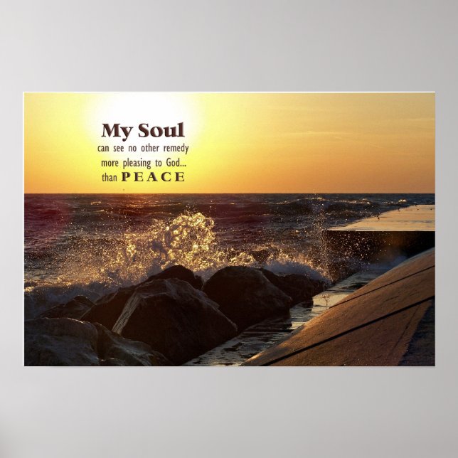 Sunset On Beach Rocks Quote Poster (Front)