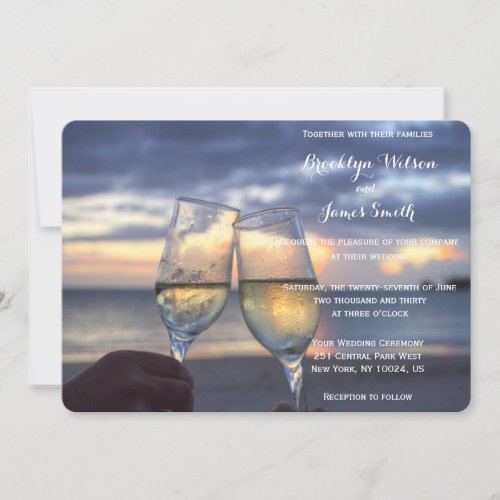 Sunset On Beach Wedding Invitation