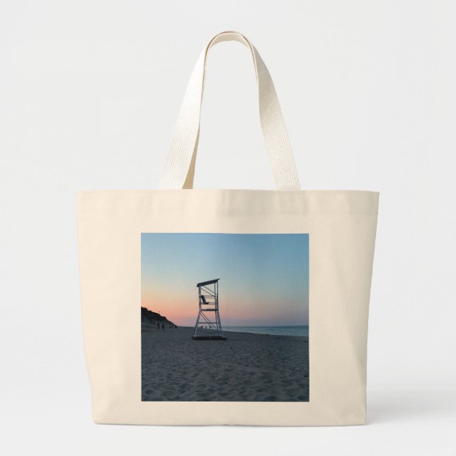 Sunset on Cape Cod Beach Large Tote Bag (Front)