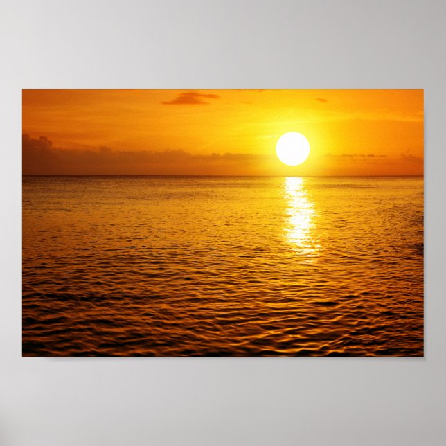 Sunset on caribbean beach. poster (Front)