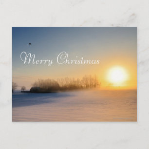 Sunset on Christmas Day in countryside Holiday Postcard