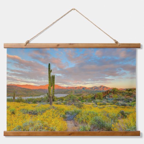 Sunset on Desert Landscape Hanging Tapestry