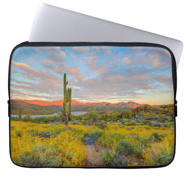 Sunset on Desert Landscape Laptop Sleeve (Front)