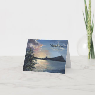 Sunset on Diamond Head in Hawaii Letterpress Thank You Card