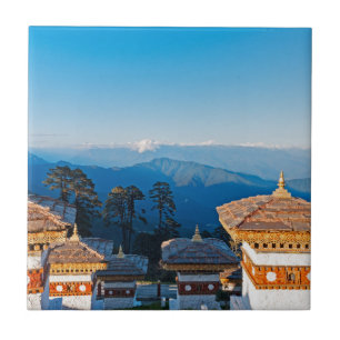 Sunset on Dochula Pass - Bhutan, Himalaya Ceramic Tile