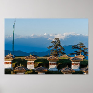 Sunset on Dochula Pass - Bhutan, Himalaya Poster