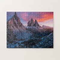 Sunset on Dolomites Mountain Italy Jigsaw Puzzle