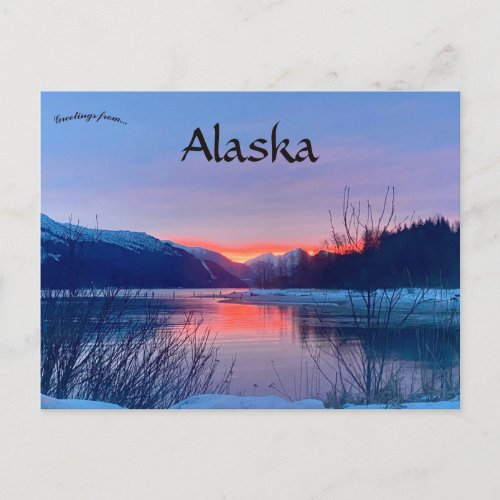 Sunset on Douglas and Juneau Alaska  Postcard