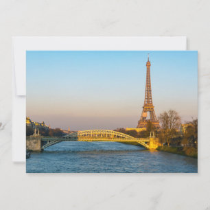 Sunset on Eiffel tower and Pont Rouelle - Paris Invitation