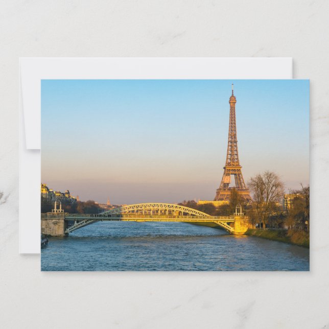 Sunset on Eiffel tower and Pont Rouelle - Paris Invitation (Front)