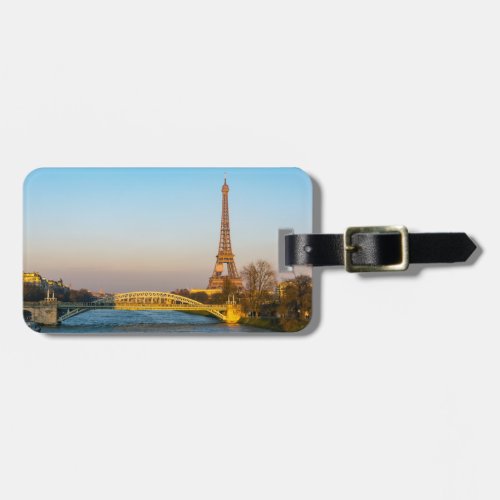 Sunset on Eiffel tower and Pont Rouelle _ Paris Luggage Tag