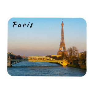 Sunset on Eiffel tower and Pont Rouelle - Paris Magnet