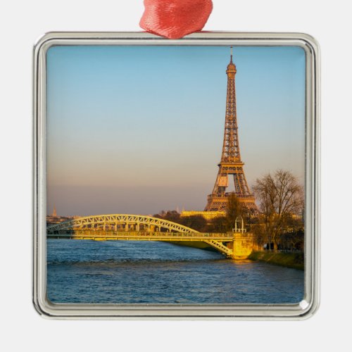 Sunset on Eiffel tower and Pont Rouelle _ Paris Metal Ornament