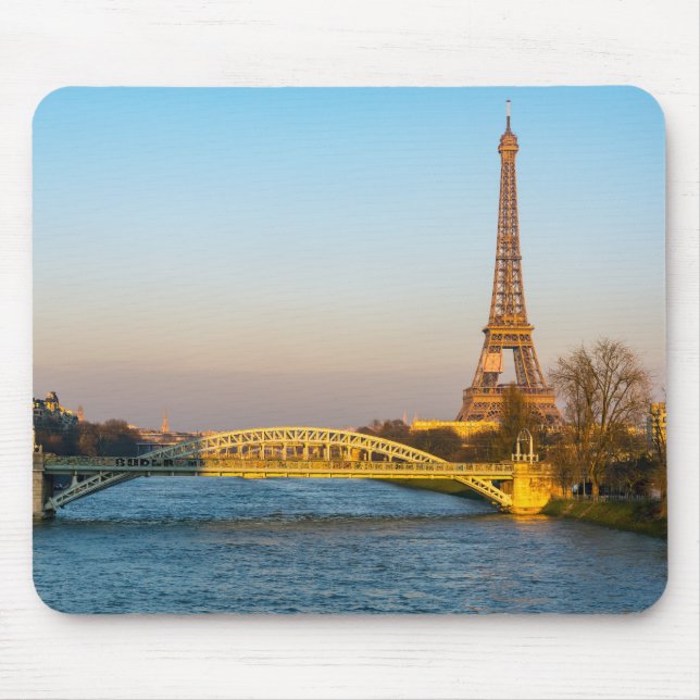 Sunset on Eiffel tower and Pont Rouelle - Paris Mouse Pad (Front)
