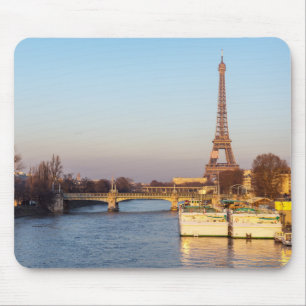 Sunset on Eiffel tower and Pont Rouelle - Paris Mouse Pad