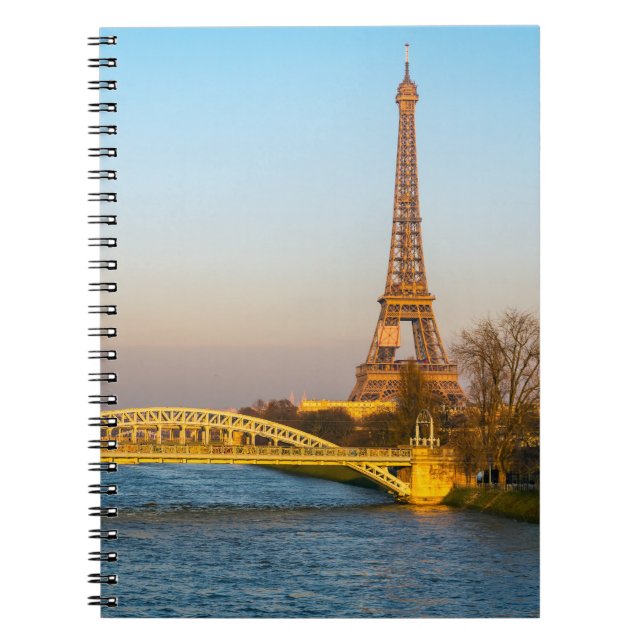 Sunset on Eiffel tower and Pont Rouelle - Paris Notebook (Front)