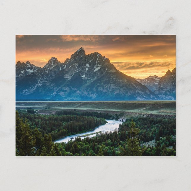 Sunset On Grand Teton And Snake River Postcard (Front)