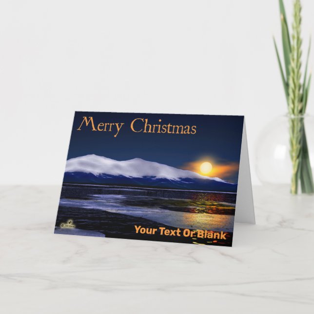 Sunset On Ice - Merry Christmas Holiday Card (Front)