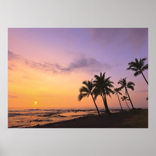 Sunset on Kahaluu Bay in Kona,Hawaii 2 Poster | Zazzle