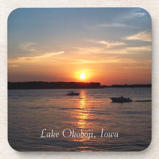 Sunset on Lake Okoboji, Iowa Drink Coaster (Front)