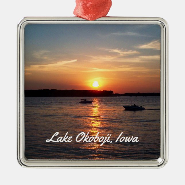 Sunset on Lake Okoboji, Iowa Metal Ornament (Front)